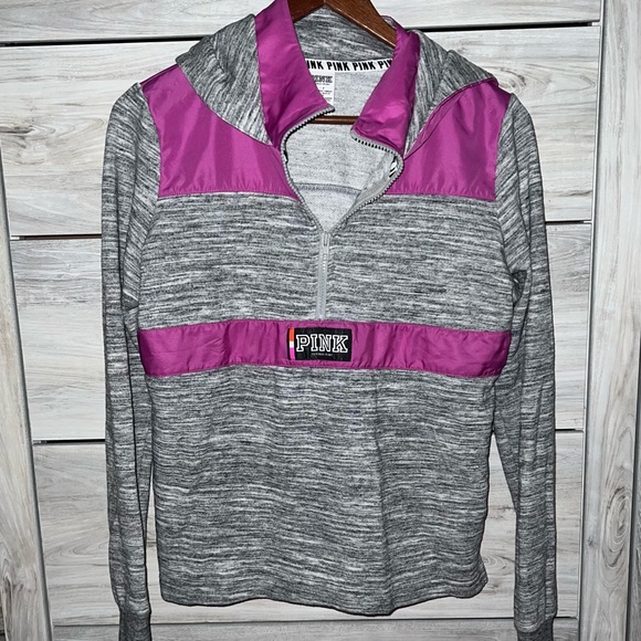 PINK Victoria's Secret Tops - 6 1/4 zip VS Pink hooded top